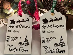 Personalized Engraved Santa Gift Tags, Gift from Santa Tag, Santa Ornament, Personalized Stocking tag, Personalized gift tag