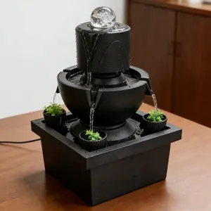 Fortune Flowing Water Fountain, Small Desktop Eco-Landscape, Home Circulating Humidifier, Wealth Feng Shui Ornament