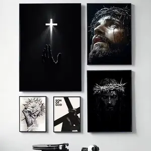 Jesus Christ Wall Art Hanging Son Of God Cross Holy Light Canvas Painting Christian Poster Religious Home Decor Artwork Gift