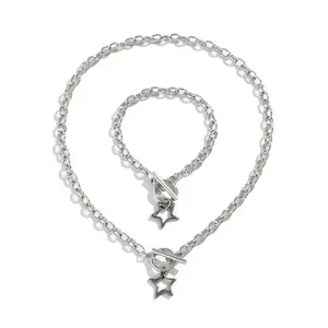 Western Style Jewelry Minimalist Sweet Cool Titanium Steel Star Necklace Versatile Thin Chain Geometric Metal Necklace