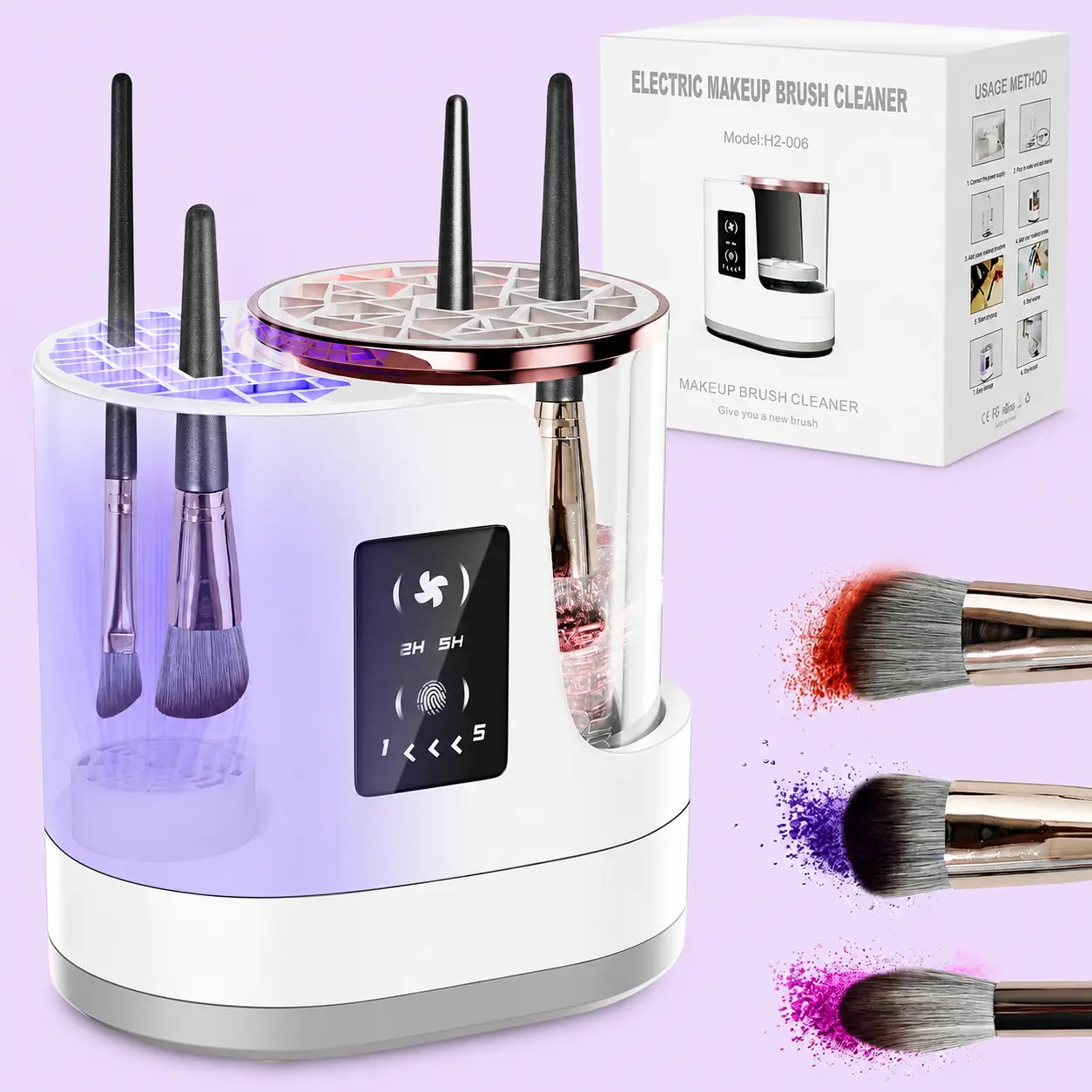 3-in-1 Professional Electric Makeup Brush Cleaner with Dryer, Portable Automatic Tool for Deep Cleaning for All-Size Beauty Brushes, Ideal Gift for Makeup Enthusiasts