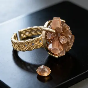 Natural Smoky Quartz Cluster Raw Stone Open Ring Gentle Retro Jewelry For Bookstore Crawls Or Vintage Café Stops Embrace Timeless Eastern Craft Vibe Complement Warm Neutral Outfits engagement rings promise rings promise rings for gf smart ring for women