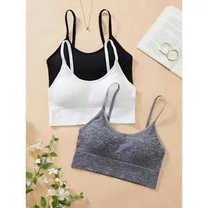3pcs Seamless Wireless Sports Bra Sets For Women Low-Back triangle bikini Supportive padded 3-piece adhesive invisible