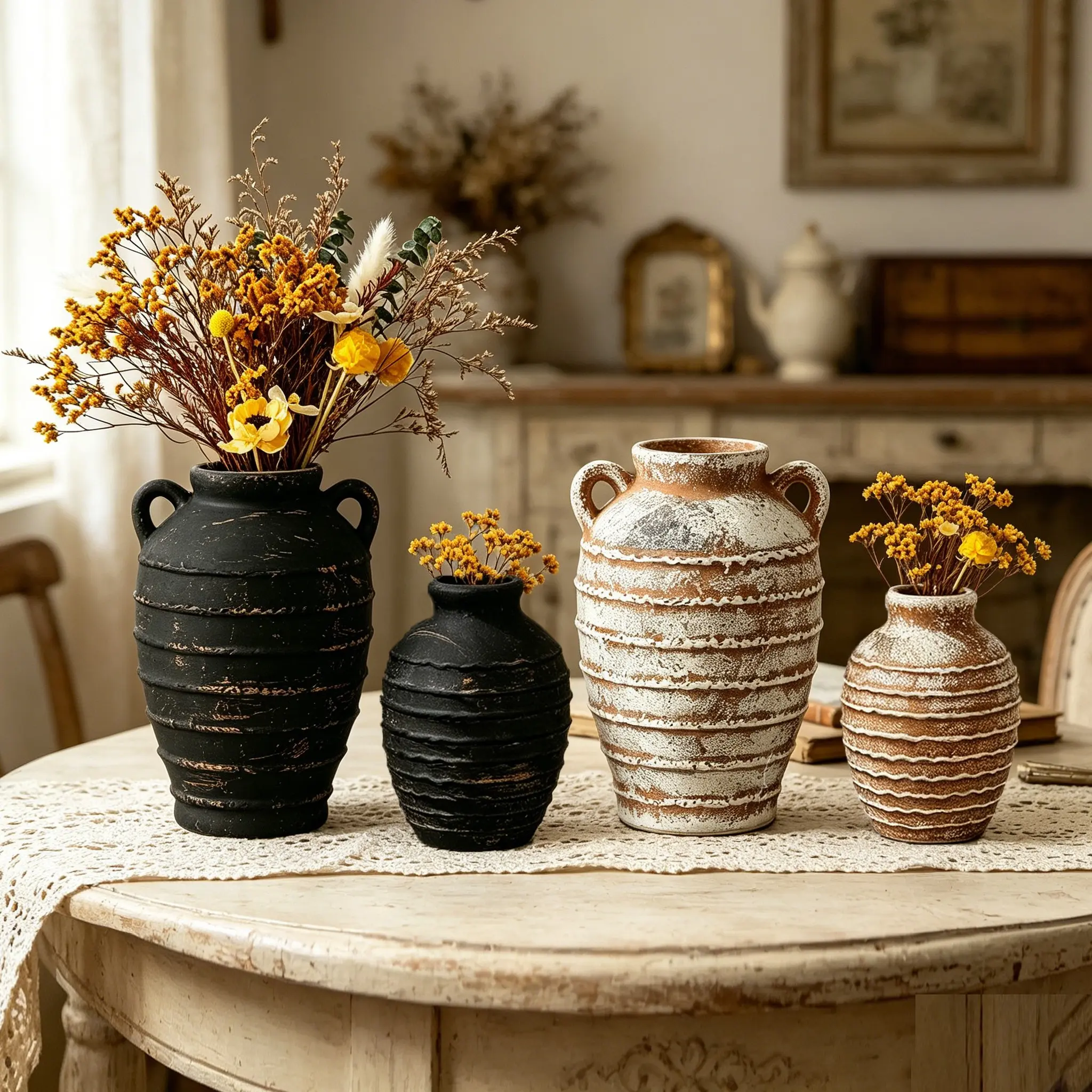 Vintage Creative Rustic Farmhouse Ceramic Vase, Decorative Bottle for Home Decoration, Decorative Flower Vessel, Indoor Tabletop Arrangement, Floral Display, Vases for Flowers, Centerpiece Vase, Centerpieces Vases