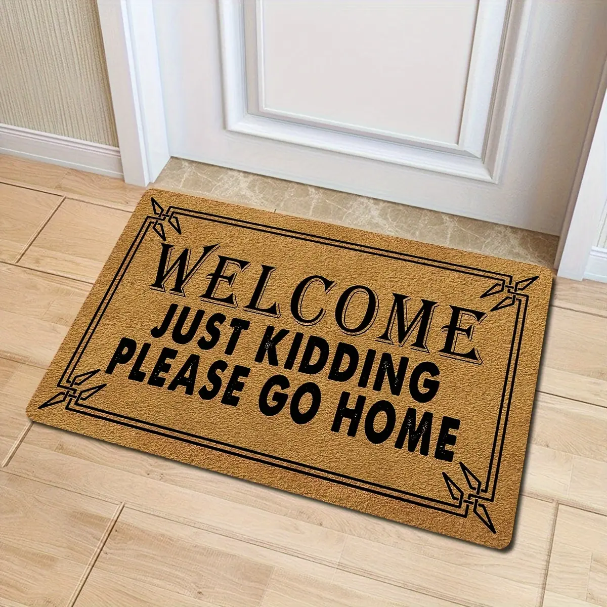 PAUSEBOLL Funny Welcome Doormat Non-Woven Fabric Top with a Anti-Slip Rubber Back, Please Go Home Mat, Home Decor mats for in Door Kitchen Entrance Rugs and Mats