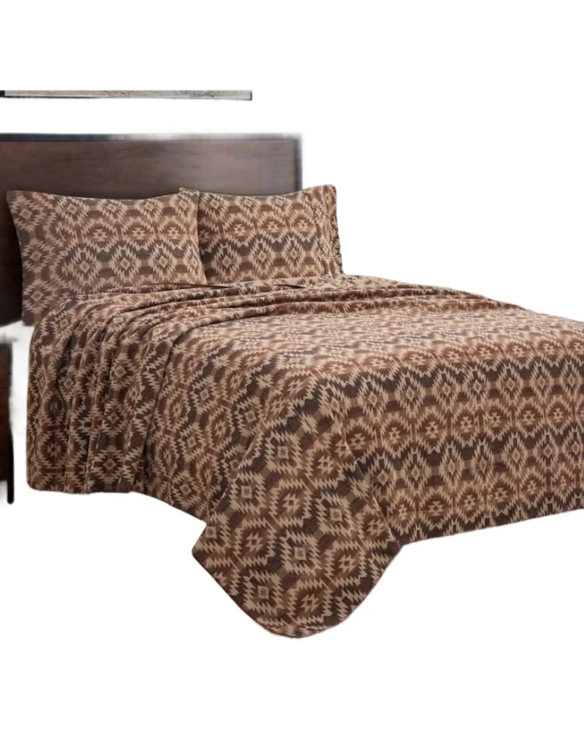 Hiend Accents Unisex Mesa Wool Blend Full/Queen Size Blanket Set 3 Piece - Pk1934-Fq-Oc