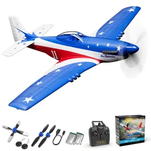 VOLANTEXRC Remote Control Plane 2.4Ghz 4CH 6Axis Gyro Mustang P51D EPP 400mm Wingspan RC Airplane With 2 Batteries 761-5RTF