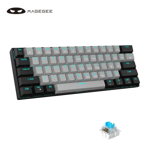 MageGee Star61 60% Compact Mechanical Gaming Keyboard - Wired Red Switch, LED Backlit Double Shot Keycaps, No Drivers Required, Portable PC Accessory for FPS Gaming & Work, Compatible with PC/Mac/Laptop, Gamer Gift Idea