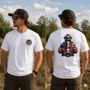 Firefighter T-Shirt, American Flag Firefighter Shirt, Proud Firefighter Gift Crewneck