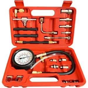 0-140PSI Car Fuel Pressure Tester Kit TU-114 Vehicle Gasoline Injection Pump Pressure Gauge Kit Automobile Oil Injection Pump Diagnostic Tool Set Universal Fit