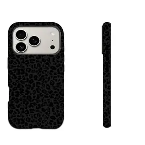 Black leopard print is suitable for iPhone 17/16/15/14/13/12/11 ProMax Plus Air and Samsung Galaxy S26/25/24/23/22 film 2-in-1 anti drop protection phone case
