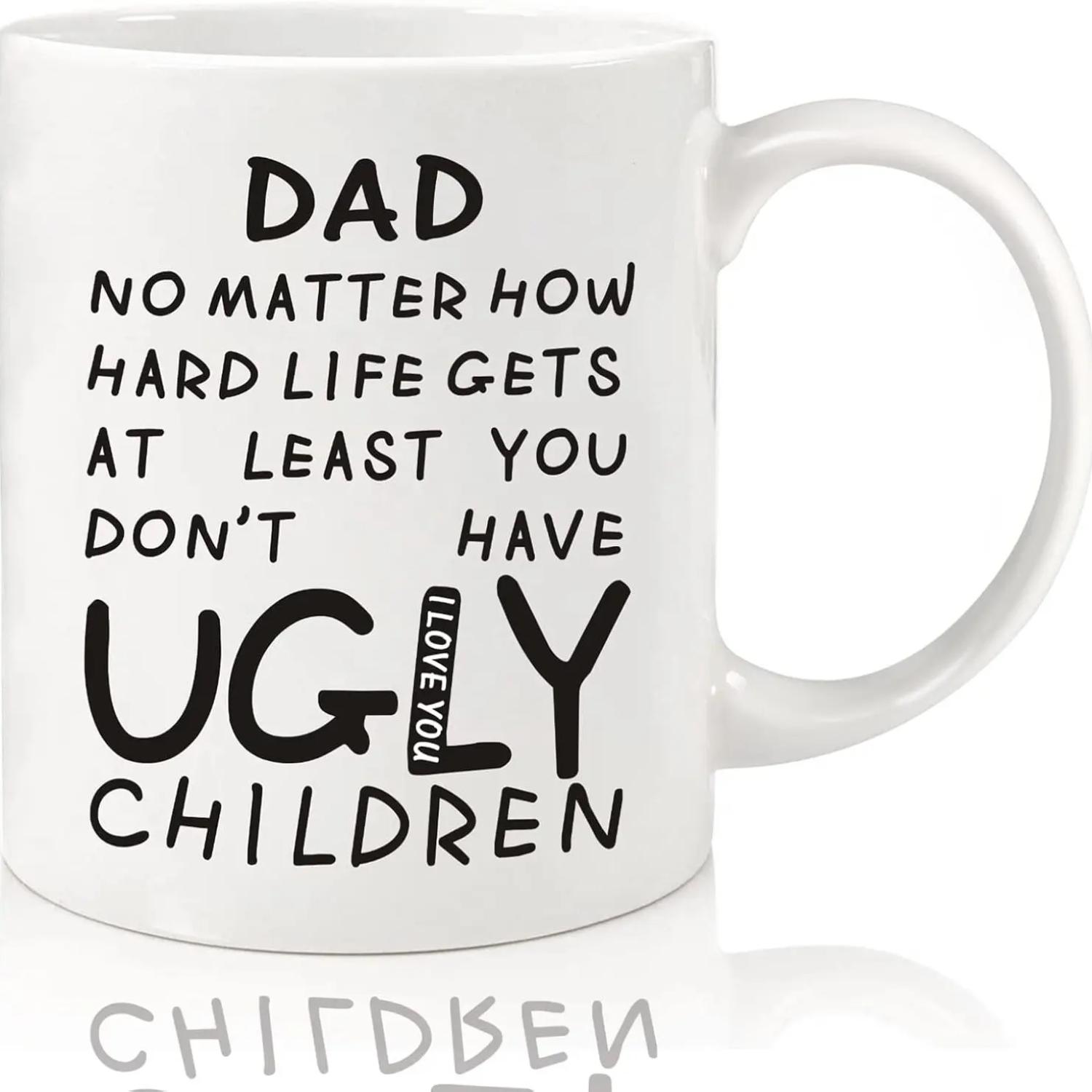 Father’s Day Funny Gifts for Dad, Husband, Papa – 11oz Ceramic Coffee Mug from Daughter, Son, Wife – Unique Birthday, Retirement, Anniversary Gag Gift Idea for Stepdad or Him