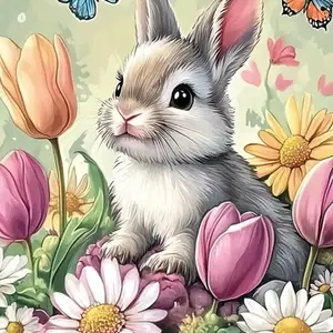 Rabbit Pattern DIY Diamond Arts Colorful Painting Kit without Frame, DIY 5D Diamond Arts Colorful Painting Kit, Wall Art Decor for Home Bedroom
