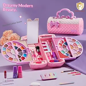 Foldable Children's Makeup Bag in Handbag Style – Includes Mirror, Washable, Role-Playing Makeup Toy Set, Non-Toxic and Safe, Perfect for Christmas, Birthdays, and Other Holidays, Pretend Playset, Pretend Play Accessories