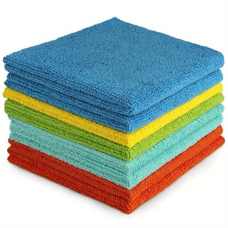 [Clearance Sale] Double-Layer Microfiber Cleaning Cloths - Reusable, Washable & Long-Lasting Household Essentials, Lint-Free, Scratch-Safe, Soft, Ultra-Absorbent, Quick-Dry, Assorted Colored, 9.84x9.84in Multiple Sets (10/20/30/50pcs) for Kitchen/Bath