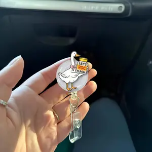 Funny Goose Nurse Badge Reel: Acrylic ID Holder Clip