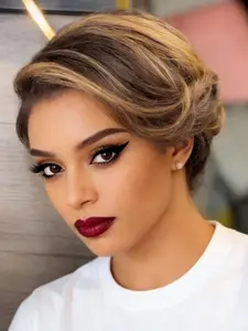 13x4x1 T Part Pixie Wig, Human Hair Short Pixie Cut, Lace Front Wigs, Pre Plucked Natural Hairline, for Women, African American, Daily Wear