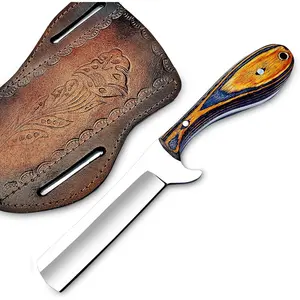 Handmade D2 Steel Bull Cutter Knife with Sheath, 8" Full Tang Fixed Blade Cowboy Knife with Wood Handle, Hunting Knives EDC Camping Knife Cowboys Gifts for Men