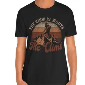 The View is Worth the Climb - Vintage Texture - Rock Climbing T Shirts