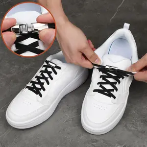 Elastic No Tie Shoe Laces for Sneakers Lightweight Magnetic Buckle One Size Fits All Comfortable Fit for Kids & Adults White & Black Footwear