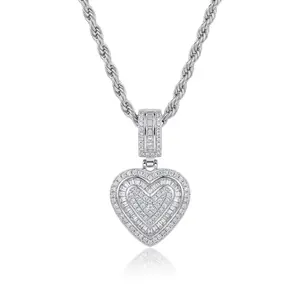Hip Hop Heart Necklace for Women and Men, Cubic Diamond Heart Pendant Necklace for Men, Birthday Gifts for Women Women's Birthday Mother's DayLuxury Gift for Anniversary