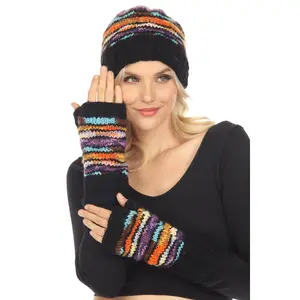 Vibrations Striped Fingerless Gloves