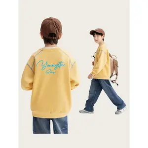 (New) Boys' Loose Polyester Hoodie - Mid-to-Large Kids' Top for Spring & Autumn, Ideal for Daily Wear & Outdoor Activities, Stylish Gift Option