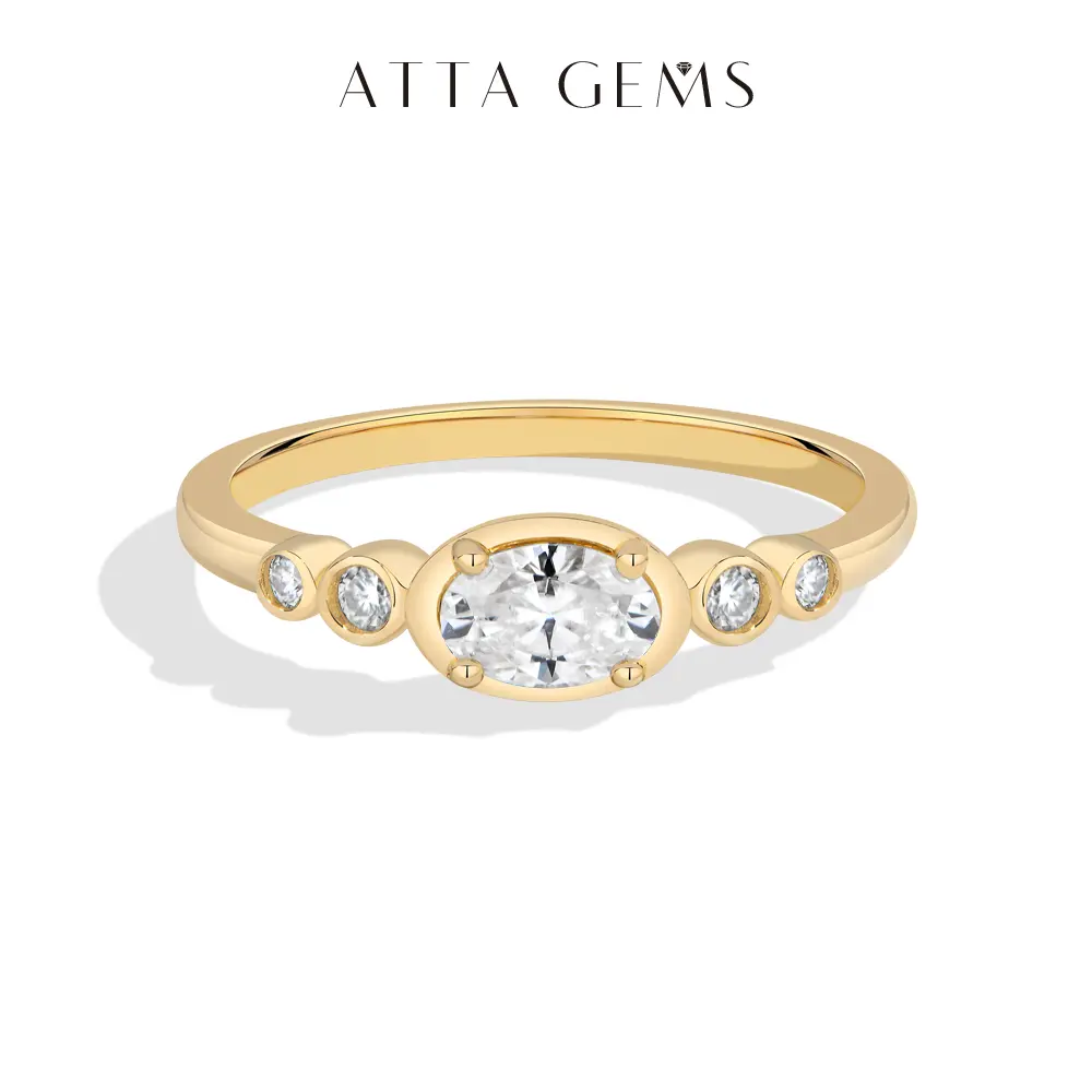 ATTAGEMS Women's Moissanite Ring, 0.5CT D Color VVS1 Lab-Created Oval Cut Stone in 925 Sterling Silver with Bezel Setting, Daily Wear Beautiful Rings tiktokshopbacktoschool R376