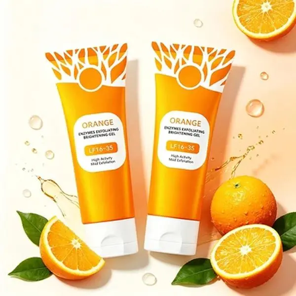 Natural Fruit Enzyme Facial Gel Exfoliator, Smooth & Hydrating Orange Formula for Deep Cleaning Dull Skin, Facial Moisturizer, Exfoliate