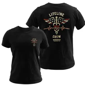 Men's Paramedic EMT Shirt, Casual Round Neck Short Sleeve Caduceus Heartbeat Graphic Tee, Soft Cotton Blend First Responder Gift