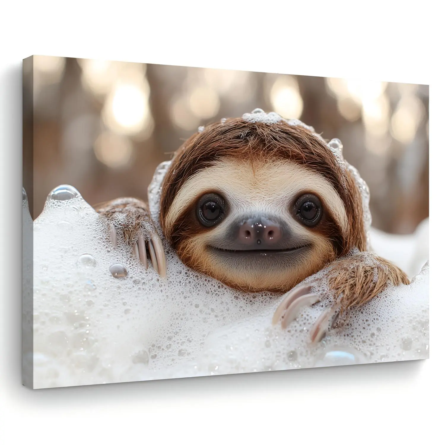 Artistic Sloth Foam Canvas Wall Art with Wood Frame Printing, 1 Piece 11.8x15.7in Home Decor Poster, Ideal for Men's Party, Office Decoration & Unique Christmas Gift, Animals