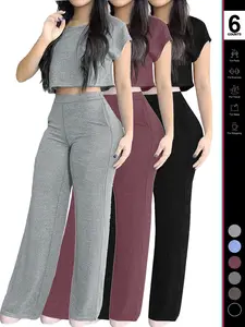 Women's Casual Elegant Solid Color Set, 2-Piece Daily Wear Clothes with Pockets, Comfortable & Stylish Design