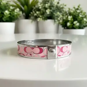 Pre-owned Coach Y2K Enamel and Silver toned Bangle