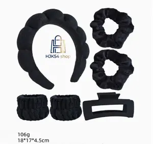6PCS/16PCS Fluffy Spa Hair Accessory Set Plush Bow Headband Facial Wristbands Flower & Rectangle Hair Claw Clips Soft Elastic Hair Ties Non Slip Makeup Washing Shower Hair Accessories for Women Daily Skincare Bath Styling