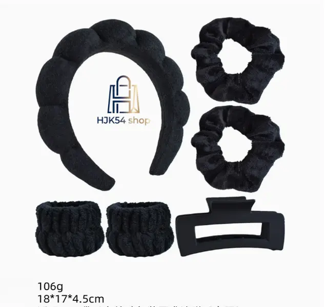 6PCS/16PCS Fluffy Spa Hair Accessory Set Plush Bow Headband Facial Wristbands Flower & Rectangle Hair Claw Clips Soft Elastic Hair Ties Non Slip Makeup Washing Shower Hair Accessories for Women Daily Skincare Bath Styling
