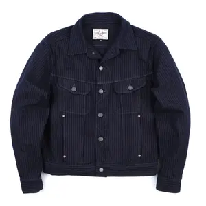 High Low Indigo Herringbone Dobby Jacket