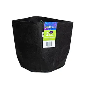 GroXcess Pro Black 2-GAL Fabric Pot No Handles