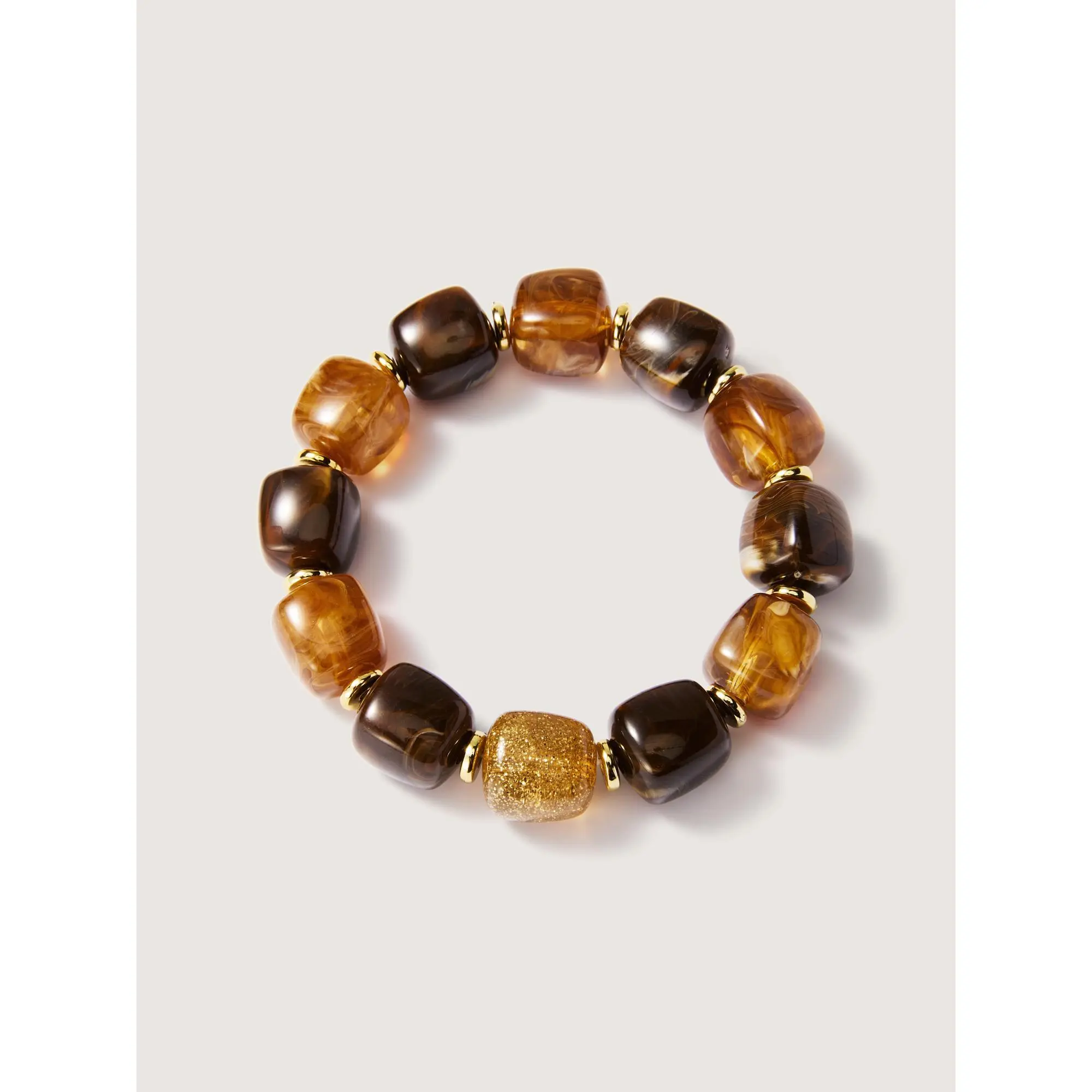 BloomChic Plus Size Large Beaded Boho Stretch Bracelet, Colorful Statement Piece in Brown Coffee Tones