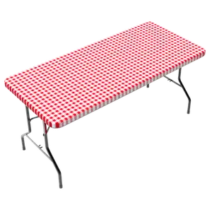 TCPlus 6ft Tablecloth White & Red Checkerboard