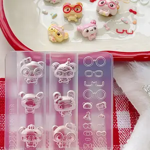 Transparent Silicone Nail Mold, Cute Animal Cartoon Bear Frame, Sweet 3D Nail Art Accessory, Essential Tool for Nail Technicians