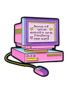 None of Your Emails are Finding Me Well Unique Cartoon Quote Brooch Pin, Distinctive English Badge Accessory, Perfect Gift for All Occasions, Casual Style, Fun Outfit, Suitable for Any Season, Hearts