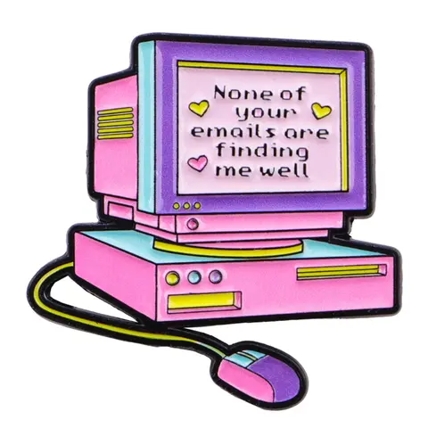 None of Your Emails are Finding Me Well Unique Cartoon Quote Brooch Pin, Alloy Brooch Pin, Distinctive English Badge Accessory, Perfect Gift for All Occasions, Casual Style, Fun Outfit, Suitable for Any Season, Hearts, Flower Brooch, Fashion Accessory