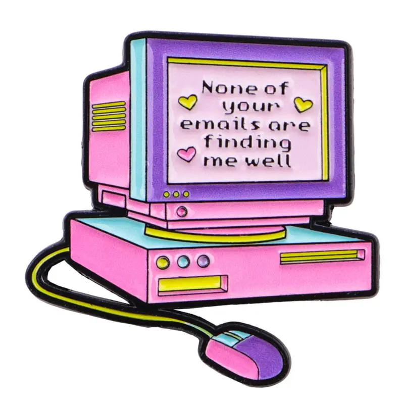 None of Your Emails are Finding Me Well Unique Cartoon Quote Brooch Pin, Alloy Brooch Pin, Distinctive English Badge Accessory, Perfect Gift for All Occasions, Casual Style, Fun Outfit, Suitable for Any Season, Hearts, Flower Brooch, Fashion Accessory