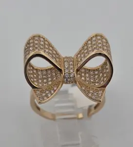 ANILLO 14K Size 8 LAZO Y PIEDRAS