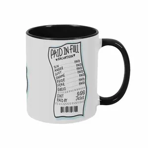 Paid In Full Salvation Christian Receipt Design Ceramic Mug (11oz/15oz) Faith Inspired Print Unique Religious Gift Durable Glossy Finish Perfect For Morning Coffee Church Gatherings Spiritual Reflection Easter Celebration Friendship Home Office Use