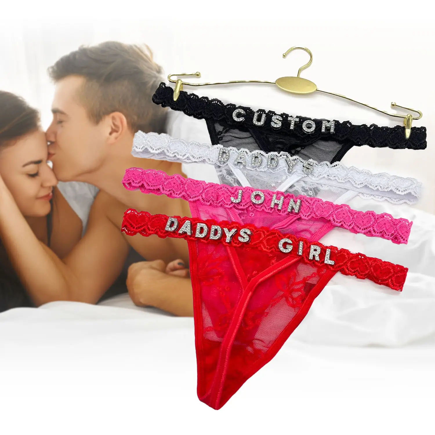 Custom Name Thong – Personalized Sexy Panties for Women | Fashion Lace Lingerie Gift for Him | Fun Womenswear for Bachelorette, Valentine’s Day, Anniv
