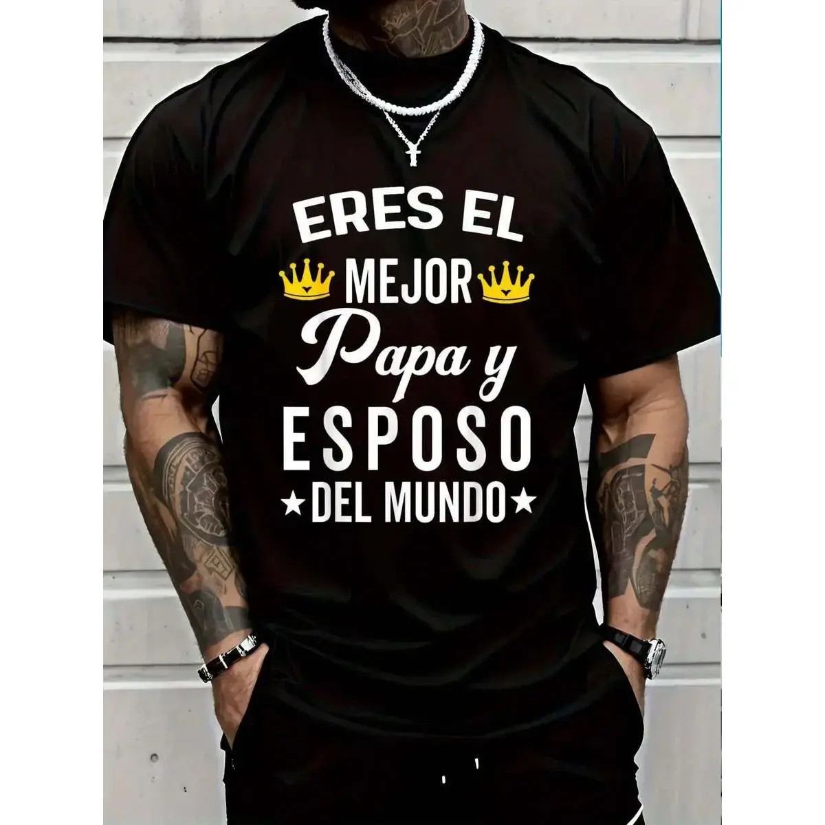 Men's 100% Cotton Graphic T-Shirt - Short-Sleeve, Casual Streetwear, Round Neck, Casual Fit, Lightweight Seamless Foldable Top, Father's Day Gift for Dad