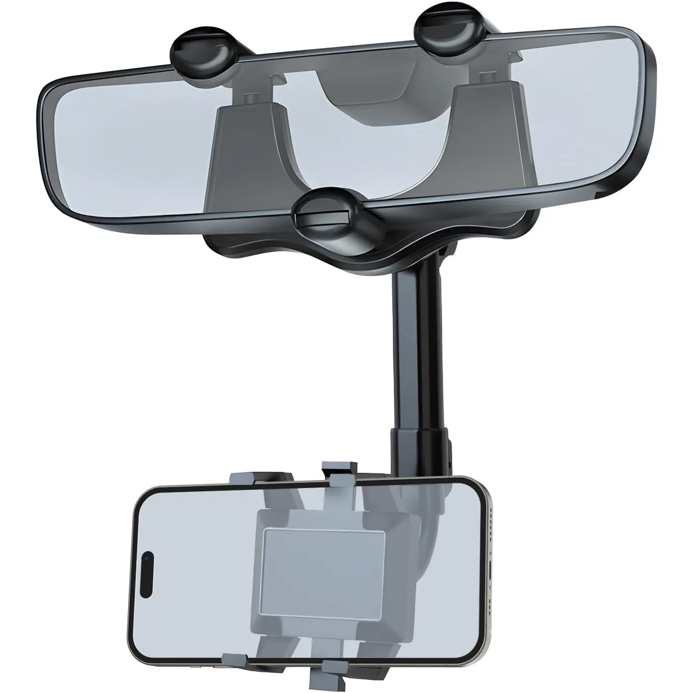 Rearview Mirror Phone Holder For Car,360° Rotatable Car Phone Holder Mount Clip, Universal Car Rear View Mirror Phone Holder, Compatible with  3-7 Inch Cell Phone,for iPhone/Android Phones