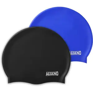 2 Pack Kids Swim Cap for Girls Boys Age 3-15, Waterproof Durable Silicone Swimming Cap for Long or Short Hair, Comfortable Fit for Youths