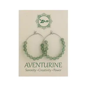 Zad Jewelry Women's Green Aventurine Bead Drop Earrings with Metal Coating - Female Christmas Gift